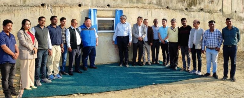 Temjen Imna Along, Minister of Higher Education and Tribal Affairs, Government of Nagaland unveiling the foundation stone of Sports Pavilion Construction of NIT Nagaland in Chümoukedima on December 15.