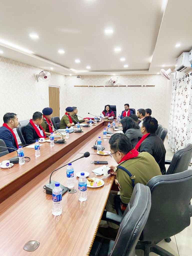 The joint coordination meeting in view of the ensuing Nagaland Assembly election in progress at DC office Karbi Anglong, Assam on December 19. (DIPR Photo)