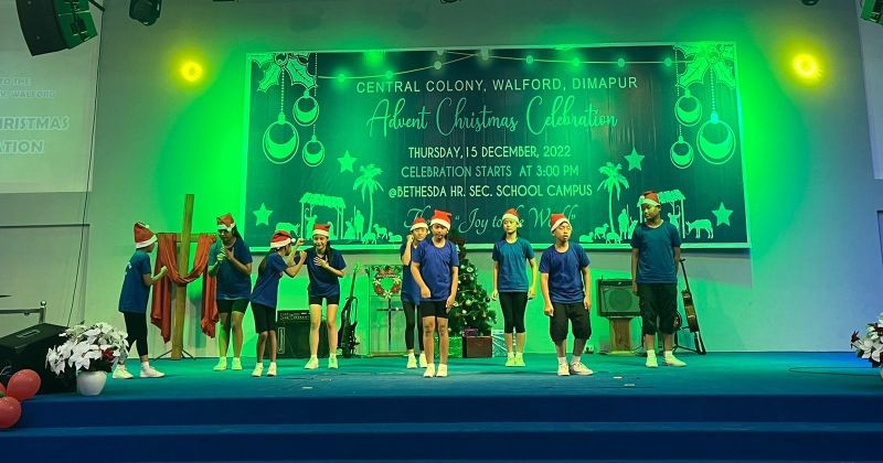 Children of by Bethesda AG Youth ministry performing choreography during the advent Christmas programme of Central colony, Dimapur on December 15. (Morung Photo)