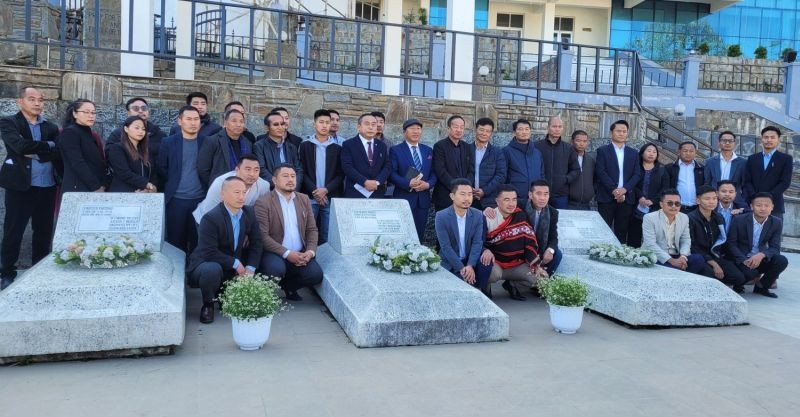 Neiba Kronu and others during the inauguration of renovated NSF Martyrs’ Park Kohima on December 17. (Morung Photo)