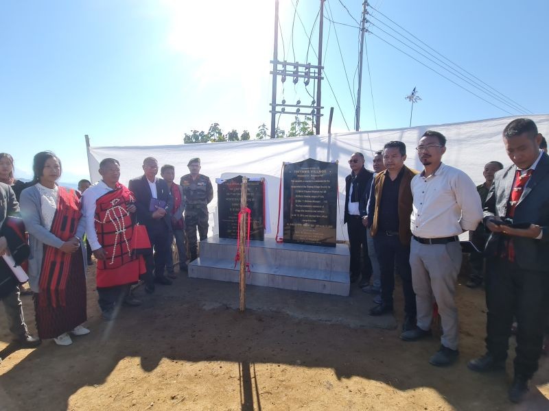 Advisor Keoshu Yimkhiung and others during the inauguration of Thiyang Village under Shamator district on December 13. (DIPR Photo)