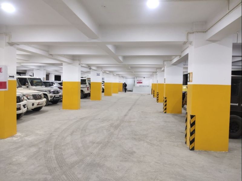The multi-storied car parking constructing under Kohima Smart City project located in the main town area.