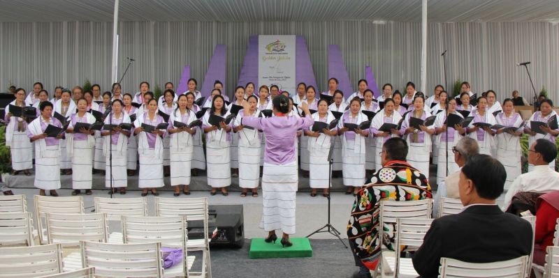 A choir presenting a song during the Chakhesang Baptist Church, Diphupar Women Department’s Golden Jubilee celebration on December 14.