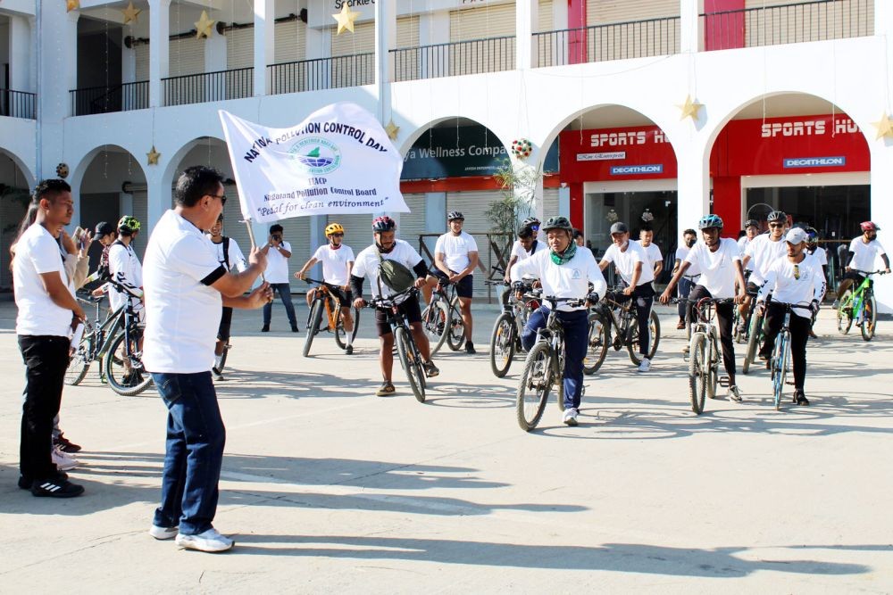 NPCB Chairman Rusovil John flagged off the bicycle rally at City Square Shopping Centre, Chümoukedima on December 2.