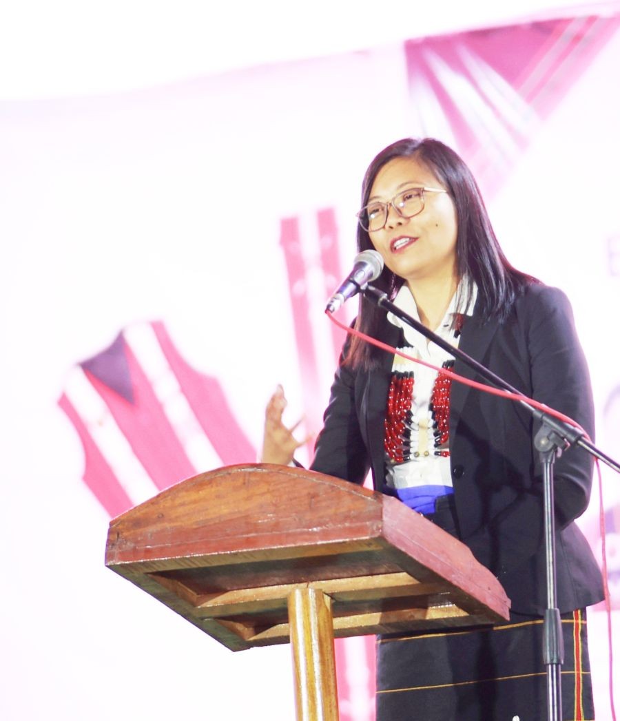 Hekani Jakhalu addressing the evening session of the Cultural Exchange Programme organised by the EDYO on December 3.