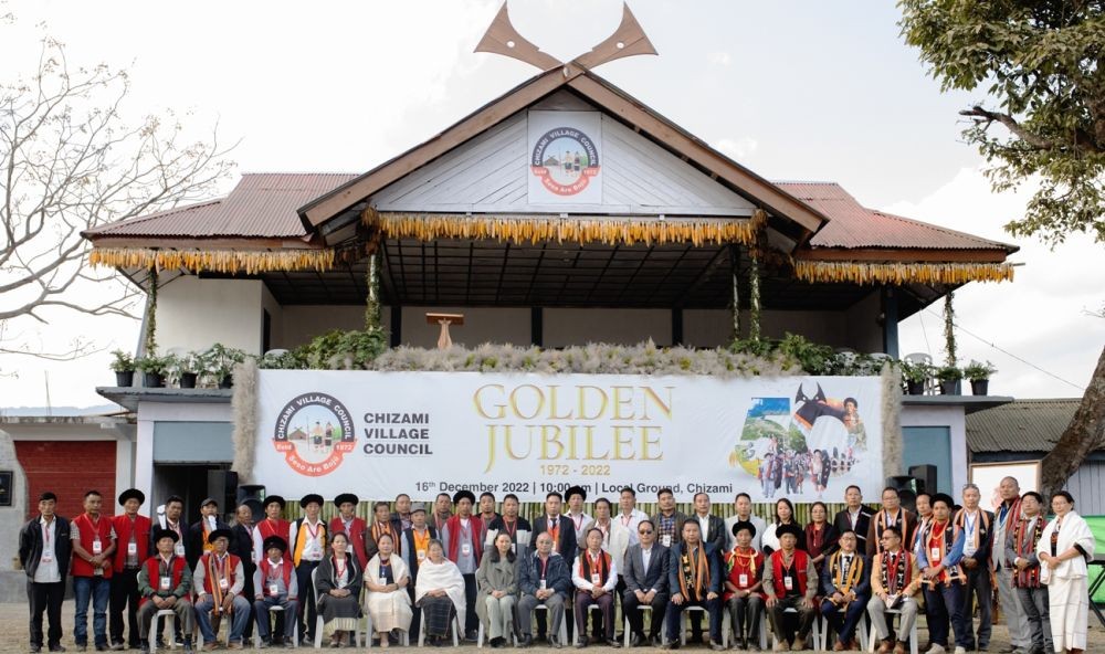 Dignitaries and others during Golden Jubilee celebration of Chizami Village Council on December 16.