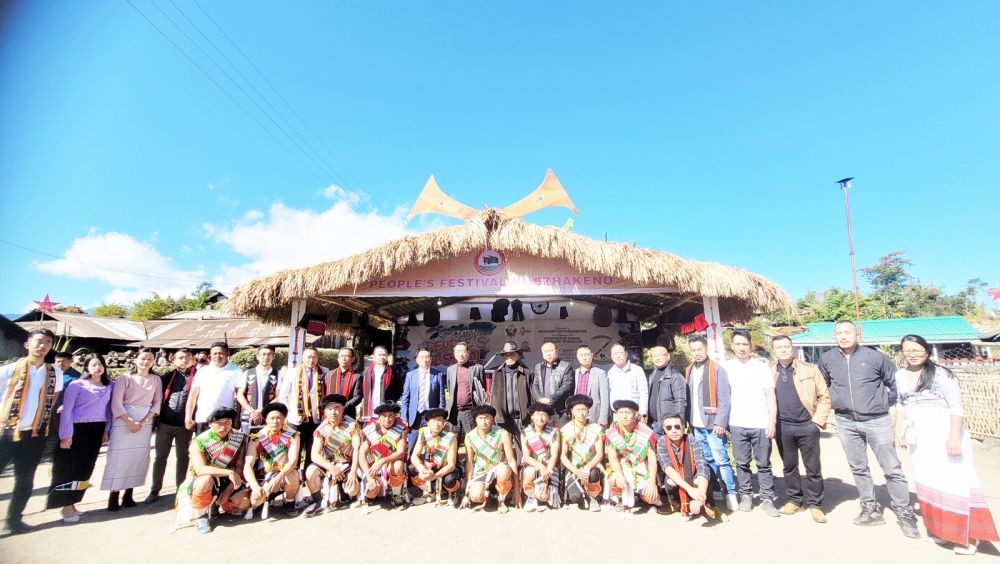 Veyielo Doulo with others during People’s Festival Khezhakeno on December 3. (Morung Photo)