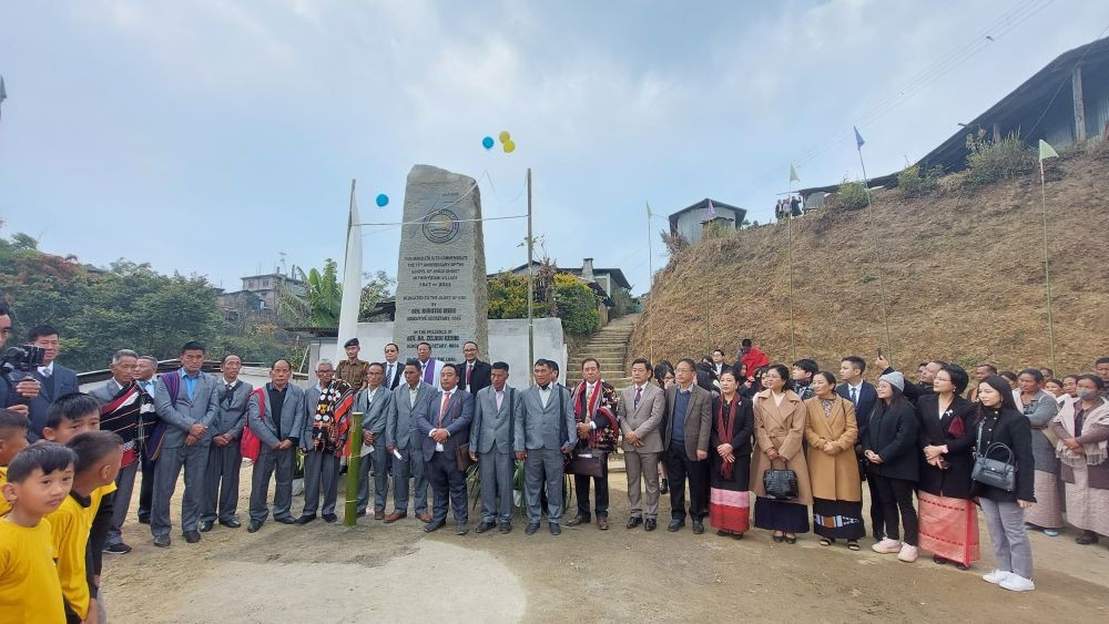 Rev Dr Zelhou Keyho, Rev Khrotso Mero, Rev P Bonny Resu, Thepuzhoyi Theyo, Vepozoyi Theyo and others after unveiling the 75th Gospel Anniversary on December 26.