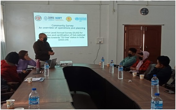 Dr Collins giving a PowerPoint presentation during the training held at IDSP Conference Hall IMDH, Mokokchung.
