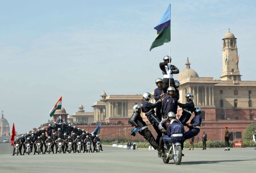 New Delhi: Indian Army Daredevils Motorcycle Display Team during a rehearsal for Republic Day Parade, in New Delhi on Friday, January 20, 2023. (Photo: Anupam Gautam/IANS)