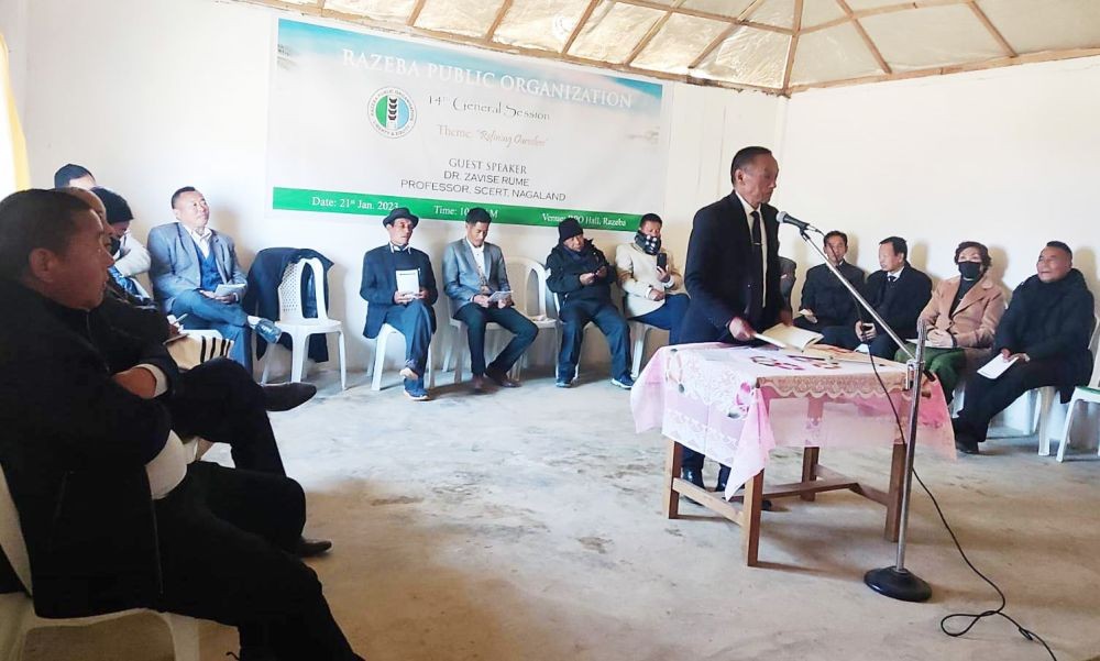 Dr Zavise Rume speaking at the 14th general session of Razeba Public Organization on January 21