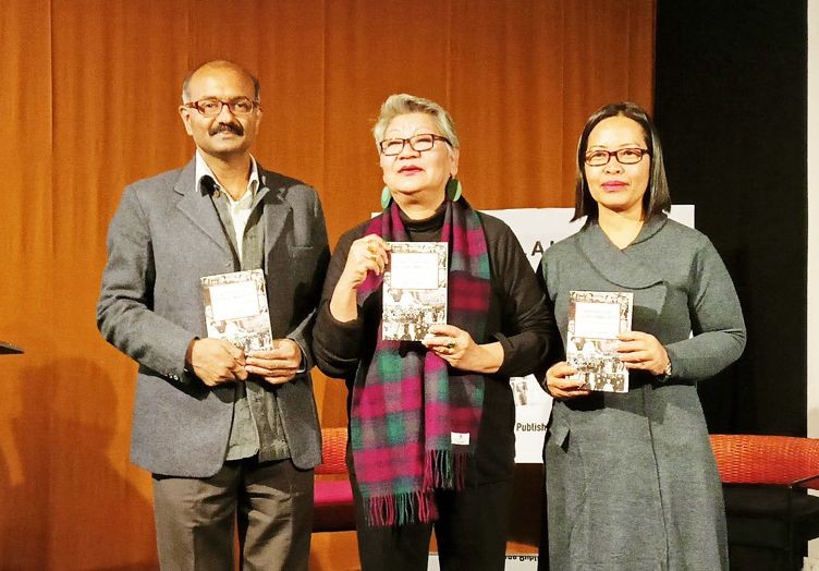 (From left to right) The author, Vikas Kumar with Monalisa Changkija and publisher, Dr Lanusangla Tzudir. (Morung Photo)