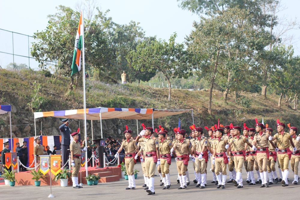 Sainik School Punglwa (SSP) commemorated the 74th Republic Day celebration with Gp Capt RK Yadav, Principal, SSP graced the occasion as the chief guest. Gp Capt RK Yadav unfurled the tri-colour, reviewed the parade by different contingent of the school and delivered the speech. Cadet Yirenthung and Cadet Divyanshu Pandey gave speech in English and Hindi respectively. Passing out parade of Class XII and drill competition were also held. Tizu House secured the first position in senior category and lifted the trophy and Patkai House bagged the first position in junior category. (Photo Courtesy: SSP)