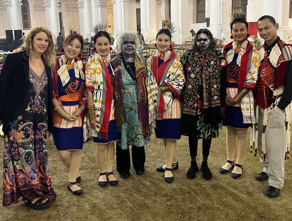 Tetseo Sisters with Aboriginal Australian artists whose work are on display as part of Jarracharra along with Director of Babbara Women’s Center, Jessica.