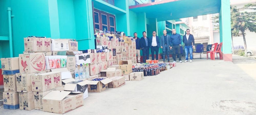 Assorted liquors seized during lightning raids conducted in and around Dimapur by the Mobile Squad, Narcotic Cell and Dimapur District Excise on January 19. (Photo Courtesy: Excise Department)