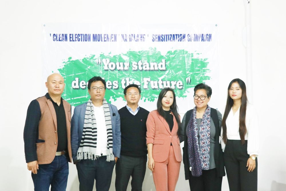 The panel of speakers and the moderator during the Clean Election Movement Nagaland- Sensitization Campaign held in Patkai Christian College (Autonomous) on January 30.