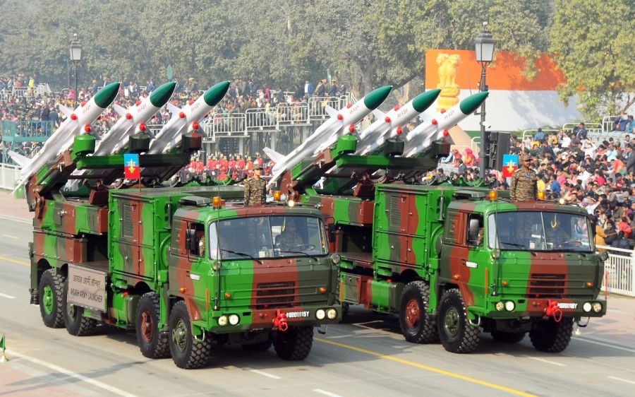 New Delhi: Indian Armed Force 'Akash' missile system during the full dress rehearsal of the Republic Day Parade 2023, at Kartavya Path in New Delhi on Monday, Jan. 23, 2023. (Photo:Qamar Sibtain/ IANS)