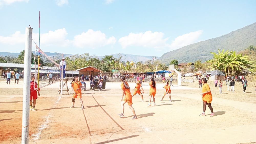Women volleyball match at the ongoing 59th meet of TASA on January 12.