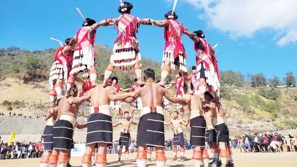 Porbami youth perform during the Golden Jubilee Celebration of Porbami Youth Organization on January 5 at Porba village under Phek district. (Morung Photo)