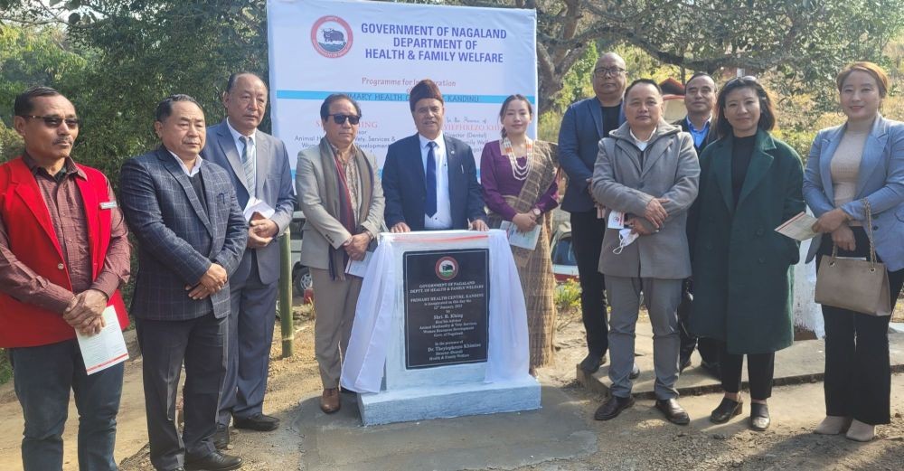 R Khing and others during the inauguration of Primary Health Centres at Kandinu on January 12. (Morung Photo)
