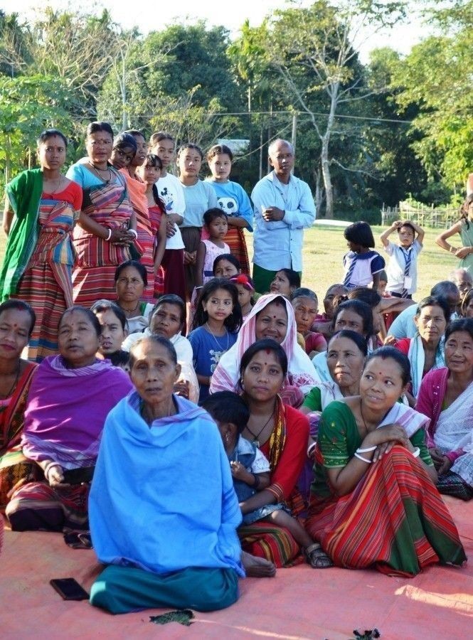 Locals of Ajarbari village attend a public meeting. Ajarbari is one of the worst flood hit villages under Dhemaji district in Assam. (Morung Photo)