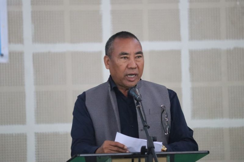 Guest Speaker Zhekiye Yeptho, Convener NPAC, GPRN/NSCN speaking during the 44th NSCN Raising Day programme on January 31. (Photo Courtesy: MIP, GPRN/NSCN)