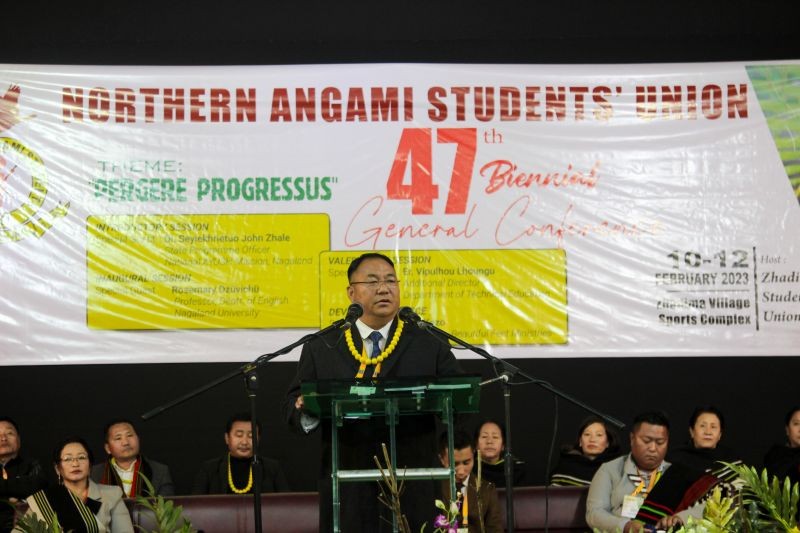 Dr Seyiekhrietuo John Zhale addressing NASU conference on February 10.
