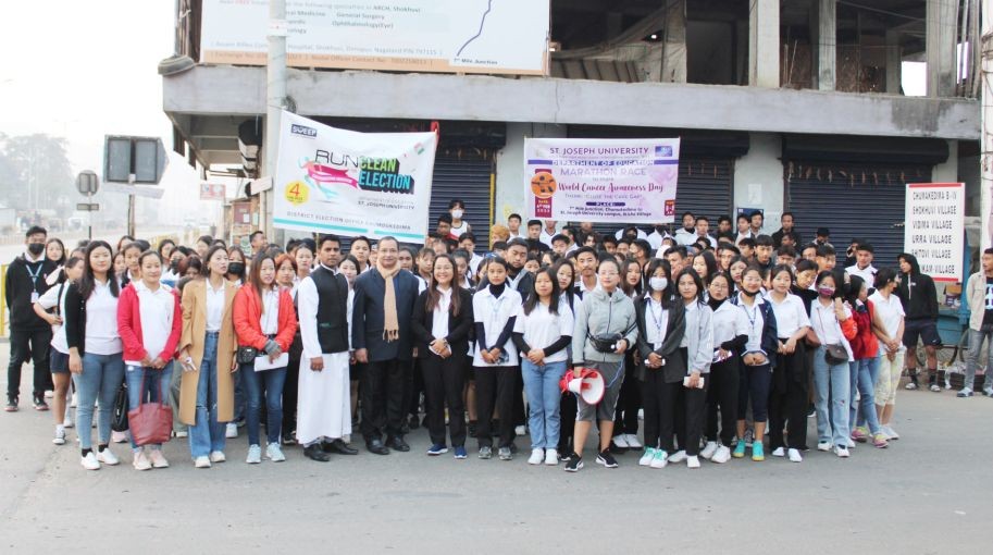 Department of Education, St Joseph University in collaboration with District Election Office, Chümoukedima organised a marathon on February 3.