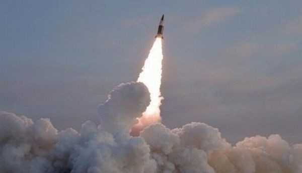 This undated file photo released by the Korean Central News Agency shows a North Korean missile launch. (Yonhap/IANS)