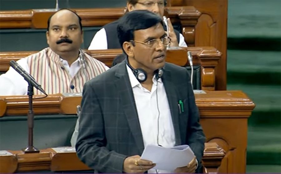 New Delhi: Union Minister Mansukh Mandaviya speaks at Lok Sabha during the ongoing budget session, in New Delhi on Friday, Feb. 10, 2023. (Photo: Lok Sabha/IANS)