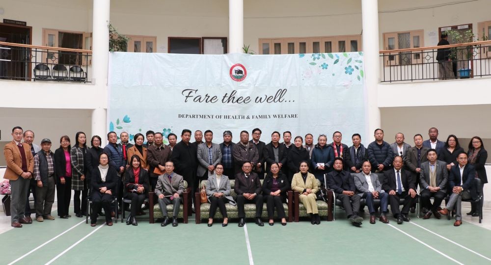 The department of Health & Family Welfare bade farewell to Principal Director, Dr Temjentsungla and Joint Director, Dr Obangjungla on February 1. Y Kikheto Sema (IAS), Commissioner & Secretary, HF&W, Nagaland graced the programme. During the programme he also initiated to hand over the official order of incoming Principal Director Dr Vibeituonuo Mepfuo which was handed over by outgoing Principal Director. The programme was chaired by Dr Ritu Thurr, Mission Director NHM, citation & presentation by Dr Vibeituonuo Mepfuo Incoming Principal Director, invocation prayer by Dr Thomas Keppen Deputy Director, special song by Miakhriehu Yhome UDA and benediction by Dr Bendangtula Deputy Director (AYUSH).