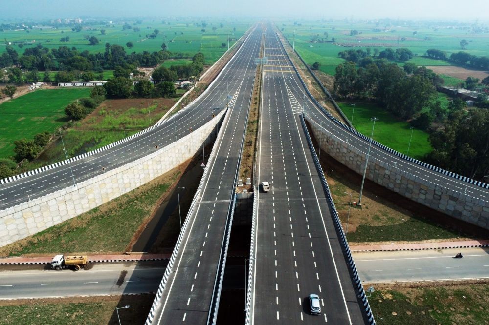 New Delhi : A view of Delhi Mumbai Expressway which will be inaugurated by Prime Minister Narendra Modi today,in Dausa on Sunday, February 12, 2023. (Photo:IANS/Twitter)