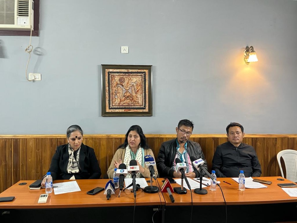 NPCC functionaries along with its Central leaders during a press briefing on February 1 criticised the Union budget for the lack of a special package for Nagaland. (Morung Photo).