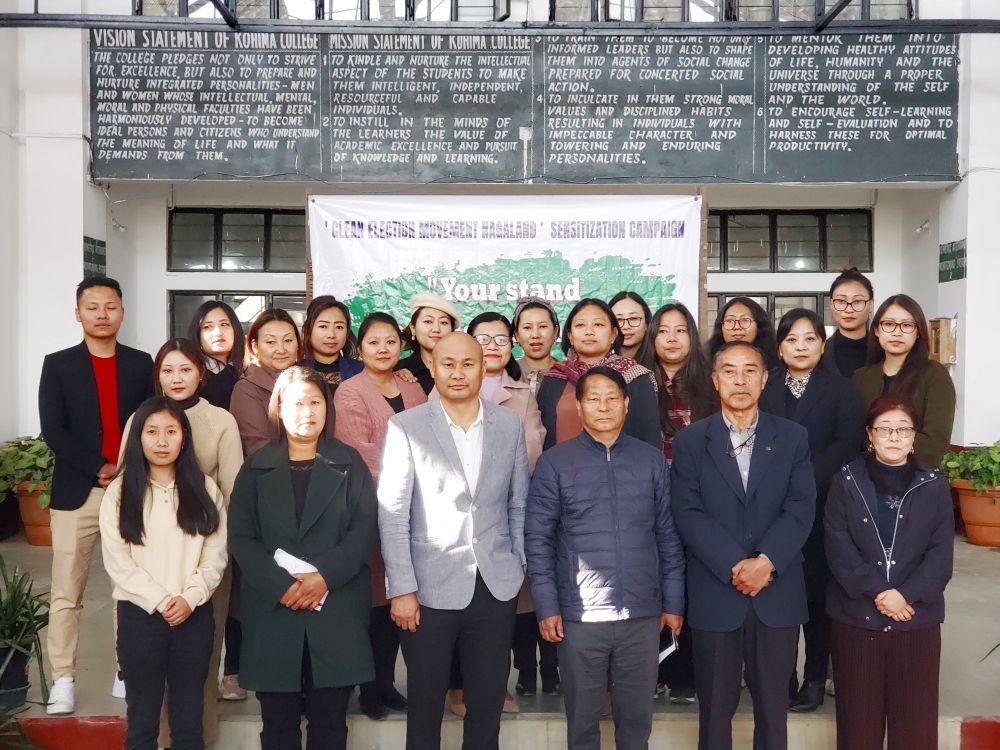 Resource persons and some of the participants during the sensitisation programme on Clean Election Movement held at Kohima College on February 3.
