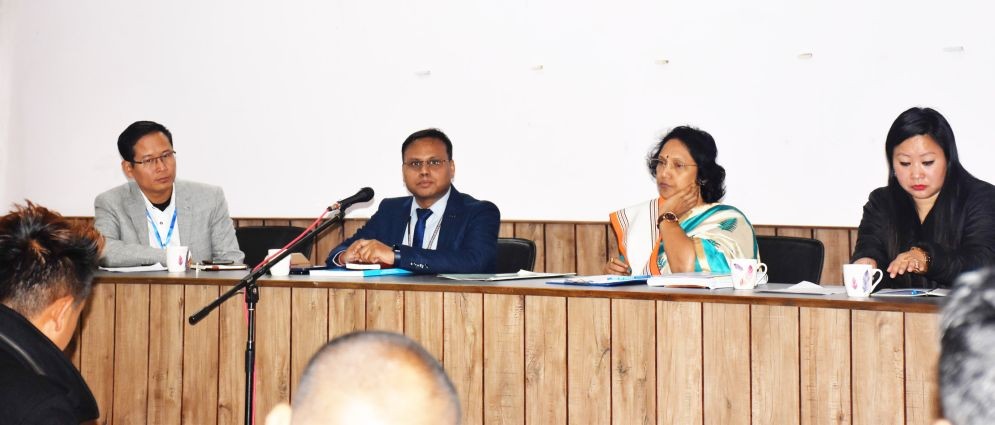 Expenditure Observers, Samatha Mullamudi and Shyam Kumar during an interaction session with the AEOs and various political agents at DC's Conference Hall, Kohima on February 11. (DIPR Photo)