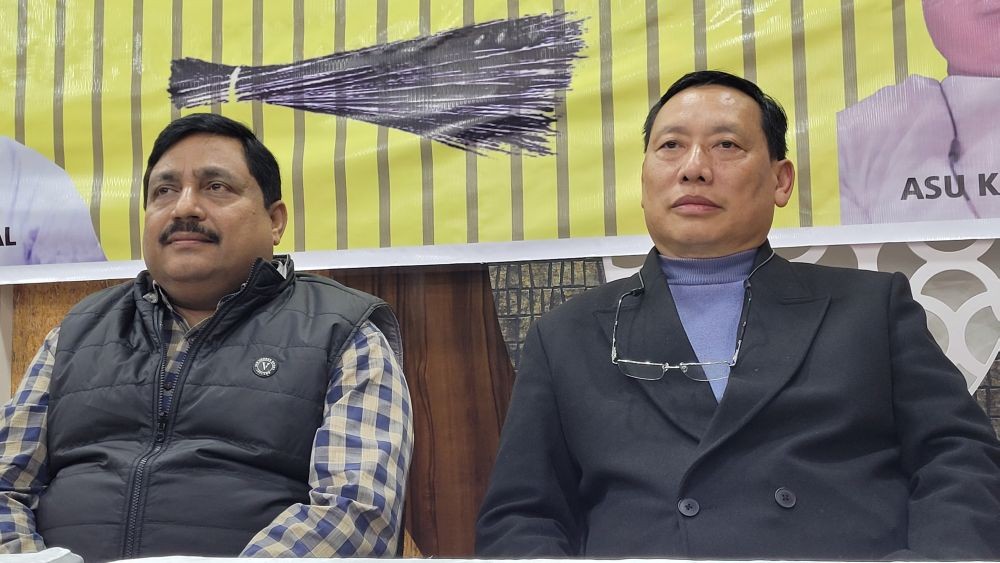 Rajesh Sharma and Asu Keyho at the press conference in Kohima on February 5. Morung Photo