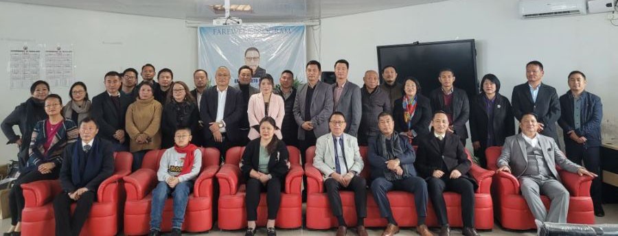 Outgoing director Er Mhaseto Nakro and others during farewell programme held in Kohima on February 21. (Morung Photo)