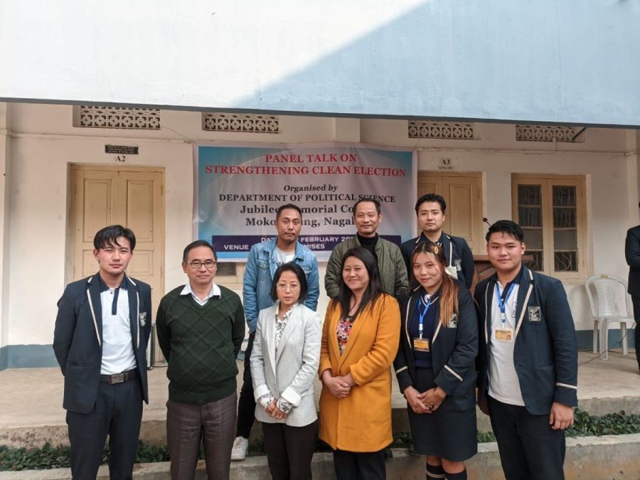 JMC Principal and Vice-principal with the panelist and Assistant Professors from Department of Political Science after the panel talk held on February 22. (Morung Photo)
