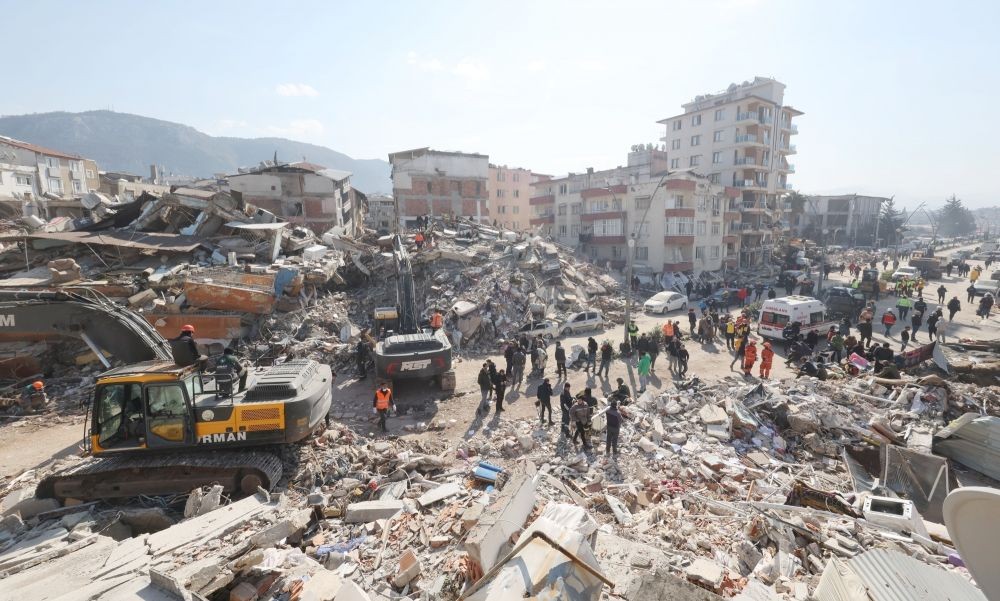 Antakya:Destroyed buildings are seen in Antakya, southeastern Turkey, on Feb. 10, 2023. (Yonhap/END/IANS)