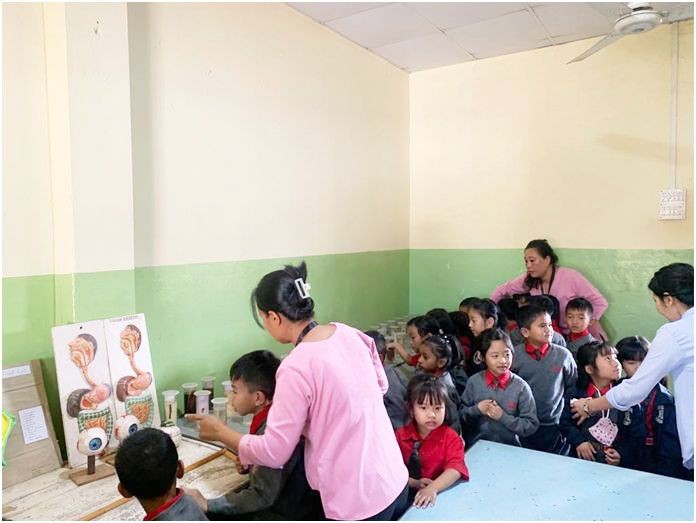 Students visiting the National Science Day exhibition at Pilgrim Higher Secondary School on February 28.