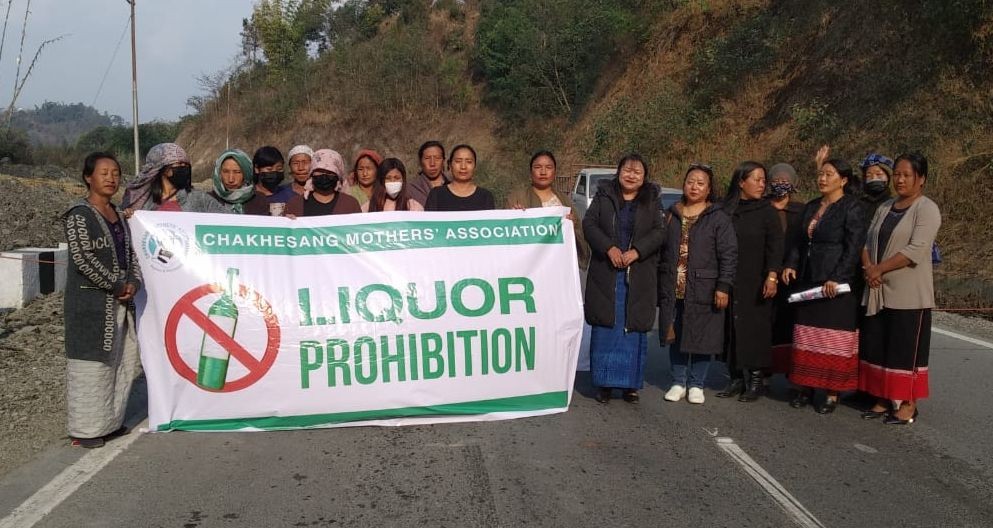 Chakhesang Mothers' Association executive members along with volunteers at various check gates under Phek district.