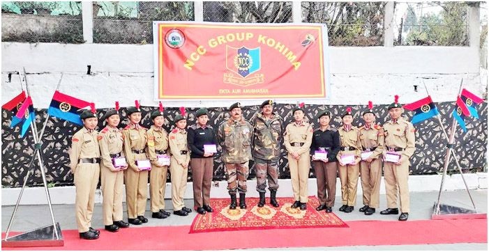 Maj Gen Gagan Deep, ADG felicitated NCC personnel and meritorious cadets during his visit to NCC Group Headquarters Kohima on February 8. (Photo Courtesy: 1 Naga Girls BN NCC)