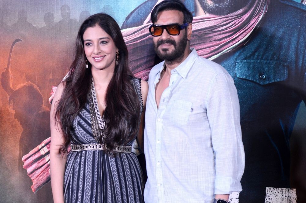 New Delhi:  Actors Ajay Devgn and Tabu during a promotional event for their upcoming film 'Bholaa' at Cinepolis in New Delhi on Saturday, March 25, 2023. (Photo:IANS/Anupam Gautam)