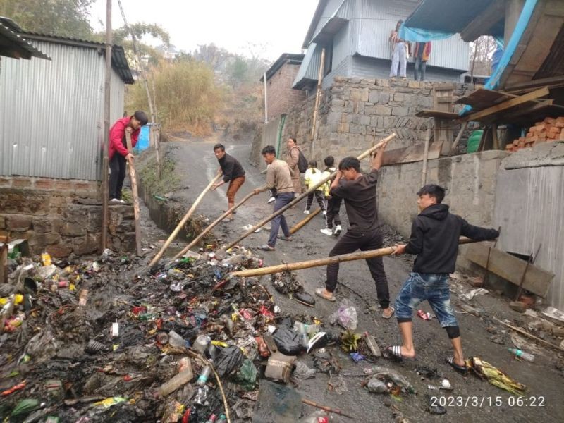 Condition of the road in Pezielietsie colony, Kohima after the heavy shower on Wednesday morning. (Photo Courtesy: Inakavi Kasho)