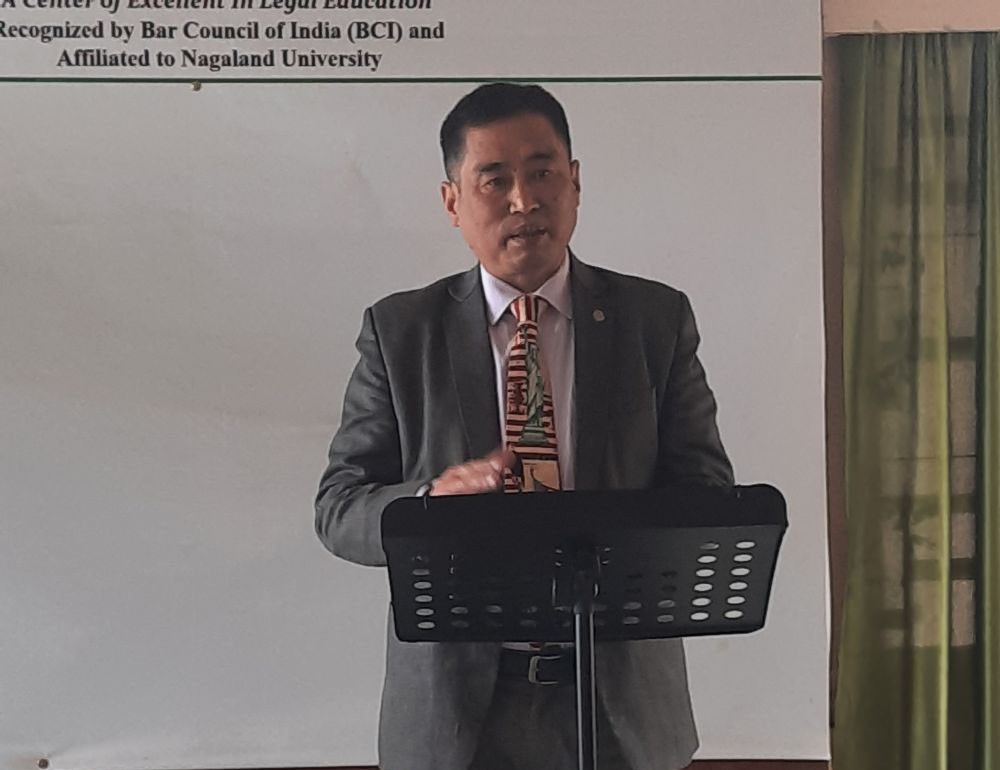 NVCO President Kezhokhoto Savi addressing the celebration of World Consumer Rights Day held at the auditorium of Kohima Law College on March 15.
