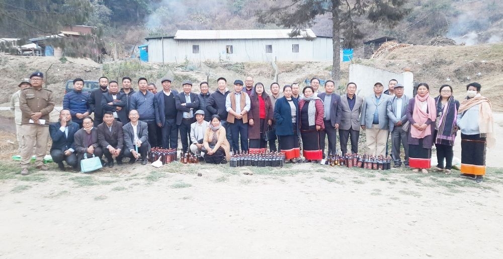 Officials from the administration, members of CMA and CCEM during the destruction of IMFL at Pfutsero.