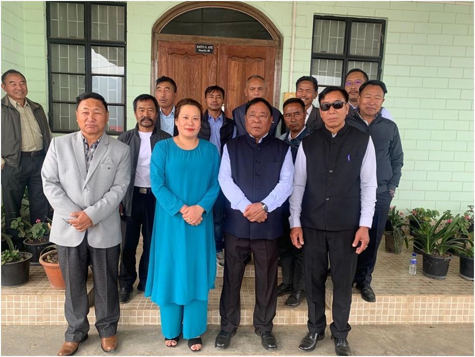G Kaito Aye and his wife with the NDPP Satakha Unit Party Office Bearers after the Thanksgiving ceremony.