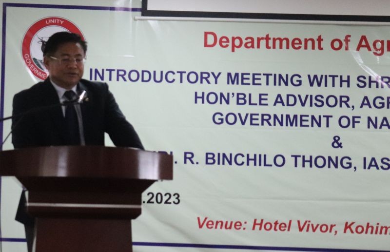 Mhathung Yanthan addressing introductory meeting on March 22 in Kohima.