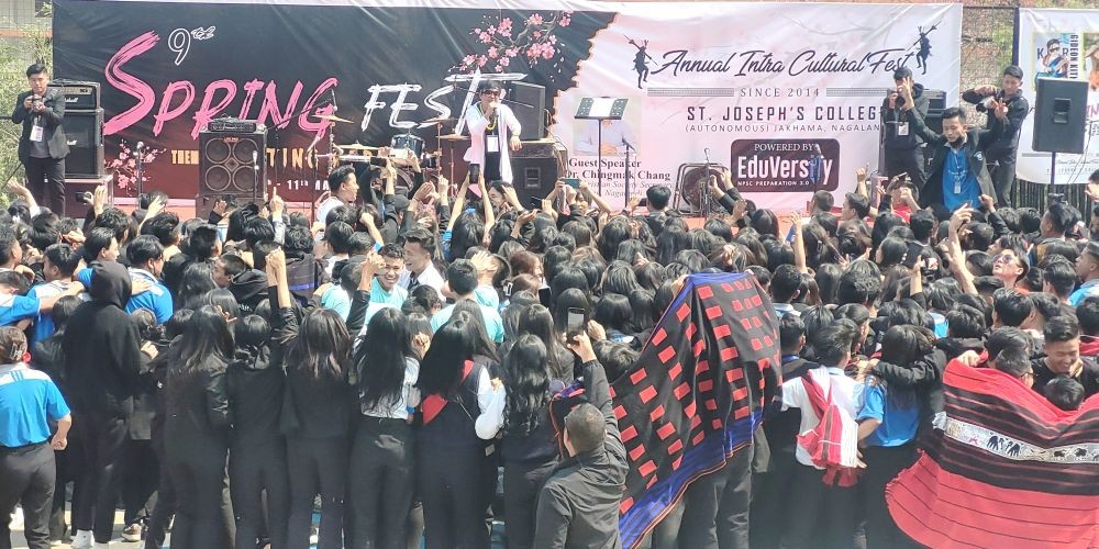 The Morung Express presents glimpse of the second day of 9th Spring Fest 2023 of St. Joseph’s College (Autonomous) Jakhama on March 11. Miss Nagaland 2022 Hikali Achumi was the special guest of ethnic fashion show. The fest was held under the theme ‘Igniting Heritage’ on March 10 and 11 at the college campus. Spring Fest is an annual intra cultural fest of the colleges since 2014. Day 2 event was marked by special performance and presentation from Sunep Lemtur, Toshiakum Ozukum’s flex (Mr. India ICN Classic Physique Gold 2022), Moatila, The Blocks, Black Union, ZT Slingshot, Polar Lights, Strongest Josephite, Naga wrestling, beat contest, ethnic fashion show featuring Jano Nyekha, bamboo pole climbing etc. (Morung Photo)