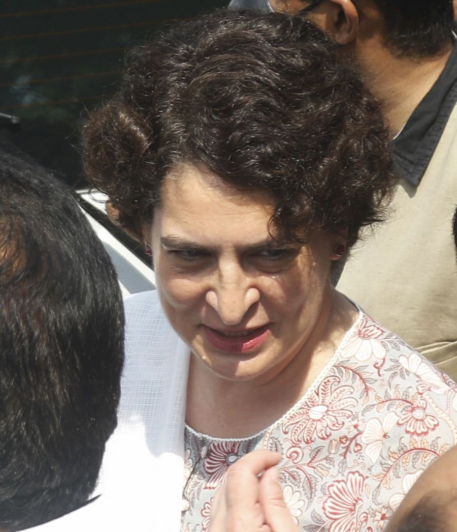 New Delhi: Congress general secretary Priyanka Gandhi Vadra arrives at the  AICC headquarters in New Delhi on Saturday, March 25, 2023. (Photo: IANS/Wasim Sarvar)